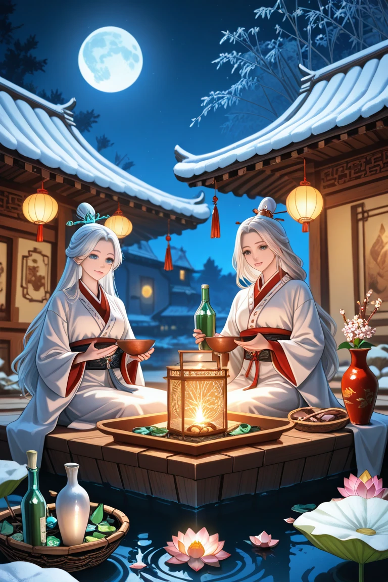 kiyohime, kiyohime, Gray Hair, Dragon Girl, dragon horn, horn, Long Hair, (Red eyes:1.5), smile,Beautiful kimono