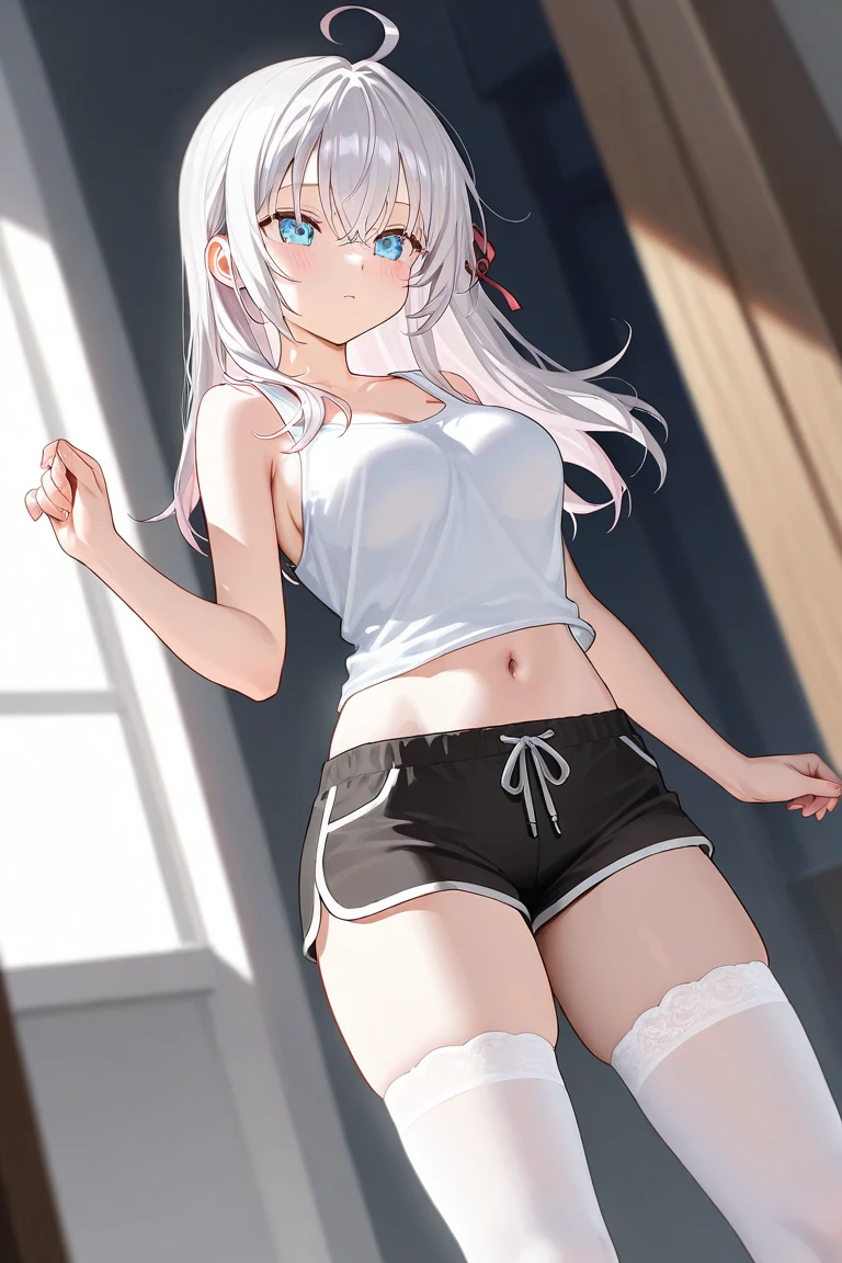 ((mejor calidad)), ((obra maestra)), (detallado). Hermoso cabello blanco, platino, cabello largo,ojos azules,camisa blanca,Minishorts negros,Woman is angry, Mujer madura,mujer adulta, mujer sexy, (mejor calidad,4k,8K,high resolution,jefe de&#39;Obra de arte:1.2),ultra detallado,(realista,realista,photo-realista:1.37),ILLUSTRATION,nitidez,profesional,Colores vivos,retratos. Angry. 
