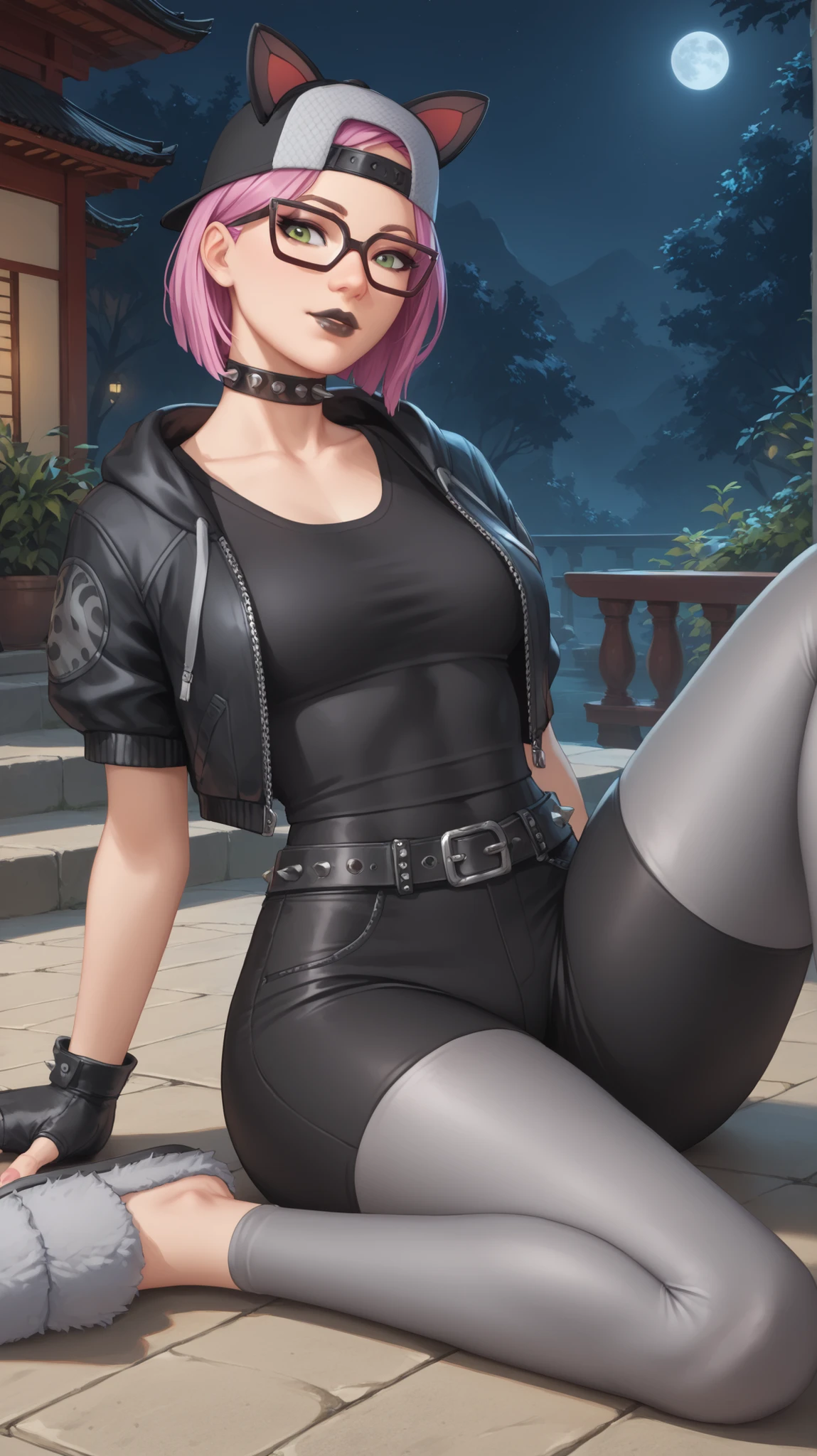 (full body, a woman wearing a leather jacket and leather pants. midriff, leaning on a stopsign, sunny, view from side, cute smile. looking at viewer), smiling, beautiful eyes, beautiful girl, high detail skin, high detail eyes, high detail hair, highres, ultra detailed, sharpen picture, Highly detailed, masterpiece, best quality, photorealistic, <lora:HyangriYoungji2LoRA:1> 1girl, short hair,