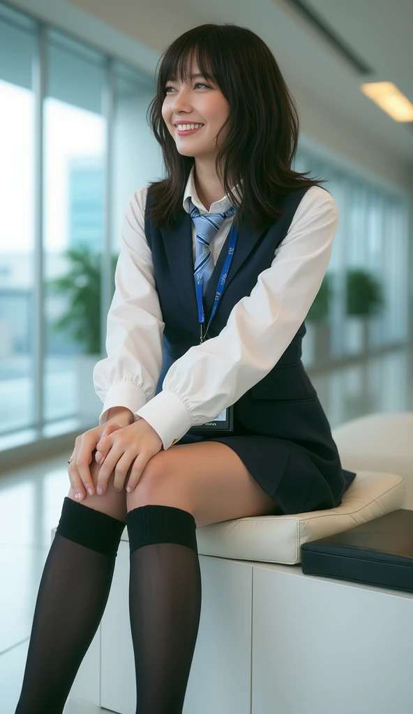 ulzzang-6500-v1.1, (raw photo:1.2), (photorealistic:1.4), beautiful detailed girl, very detailed eyes and face, beautiful detailed eyes, ridiculous, incredibly ridiculous, huge file size, super detailed, high resolution, very detailed, best quality, masterpiece, kemomimi, ((Japanese girls' high school uniform)), illustration, very detailed, CG, unified, 8k wallpaper, amazing, Fine details, masterpiece, best quality, very detailed CG uniform 8k wallpaper, light on face, cinematic lighting, 1girl, , ((no panties)), ((dynamic pose))), (camel toe), (half), (pantyhose), (knee-bending leg sitting))