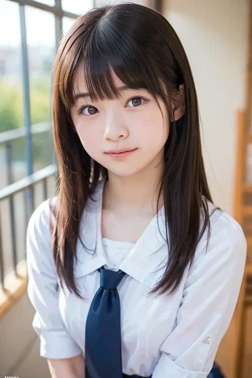 8k,highest quality, Tabletop, Ultra-detailed, 超A high resolution, Realistic, RAW Photos, Absurd, The absolute solution, One Girl, alone,Upper Body, (View your viewers),Young and pretty girl in Japan,Super cute face, Attractive person, Quite large breasts, Long Bob Hair ,smile,(school uniform:1.3), She is sitting on a bench in a park with a fountain, Glossy Lips, Double eyelids on both eyes, Beautiful fine details,Natural Makeup, Long eyelashes, Shiny and smooth light brown long bob hair, Asymmetrical bangs, Shiny skin, Center image, High resolution, Attention to detail, Detailed hairstyle, Detailed face, Great cinema lighting, Octane Rendering, Vibrant, Ultra-realistic, Perfect limbs, Perfect Anatomy