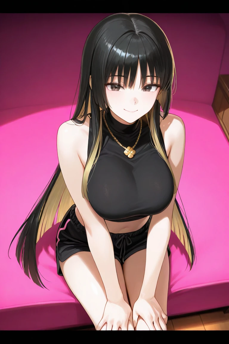 (masterpiece), best quality, expressive eyes, perfect face,black ebony skin,half naked, Black colour tied sleeveless dress, perfect shaped body,long hair, black hair, orange eyes,big sized boobs, black skin, ultra realistic detailed orange eyes, long and open hair, looking at camera, innocent eyes, innocent face,very cute anime girl face, black skin anime girl, cute smile on her face, flower necklace on her head, wearing flower bracelets on her hand,thigh legs
