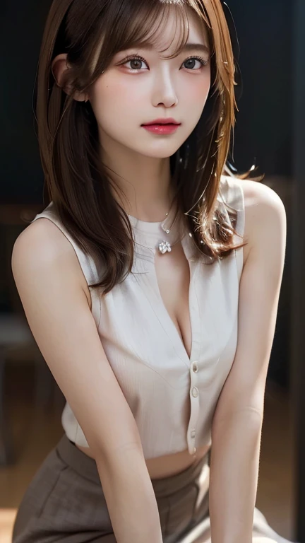 (Heart particles:1.3)、Masseter muscle part, highest quality, Super detailed, fine details, High resolution, 8K Dende Wallpaper, perfect dynamic composition, beautiful and detailed eyes, natural lip, Sexy knitted dresses , There is a cleavage in the chest, random sexy poses