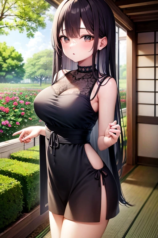 Full body shot, masterpiece, ((best quality)), medium breasts, ray tracing, floating hair, bokeh, detailed face, detailed eyes, 1 girl,, mature woman, , standing, short cheongsam,blue cheongsam, off-the-shoulder, ((high slit cheongsam)), no panties,, no panties, black stockings, glowing eyes, purple eyes, blush, gradient hair, detailed face, delicate eyes, ((high slit cheongsam)), (blue cheongsam))), silk cheongsam, glossy cheongsam, translucent cheongsam, Shiny hair