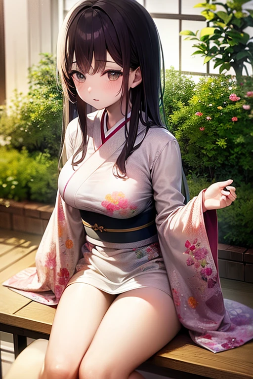 blush，shy，Kneeling，Medium breasts，Lower breasts，cheongsam，Disheveled