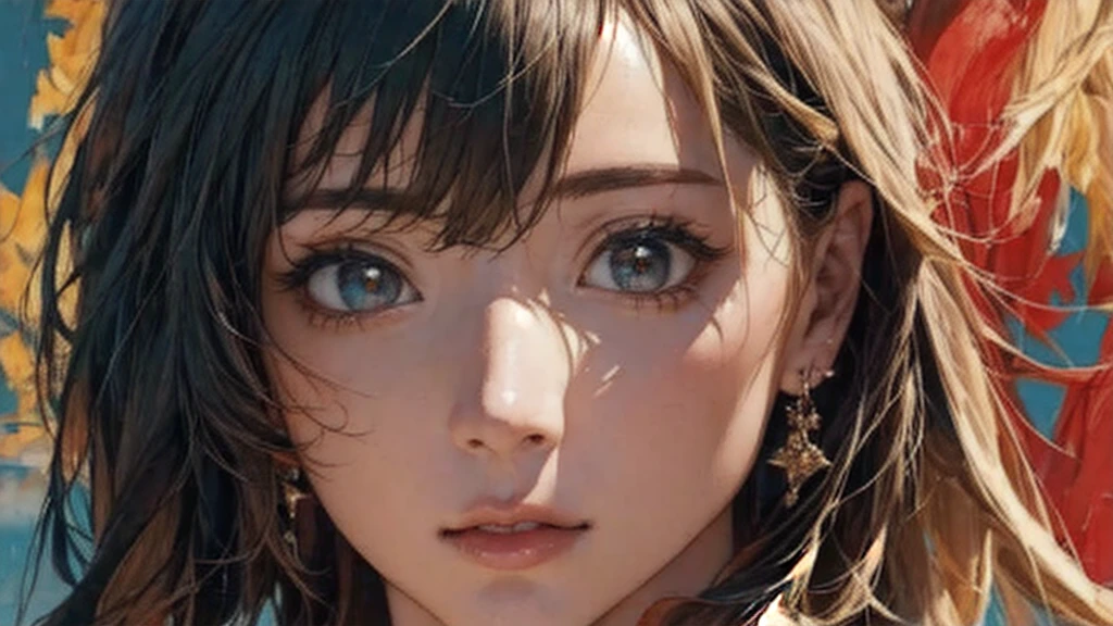 highest quality, realistic, 8K, High resolution, full color, 1 girl, woman, 15 years old woman, (pupil, light in the eyes), detailed beautiful face,beautiful skin,looking at the viewer:1.8, (1 girl eyes looking at the viewer:1.55), Upper body NSFW