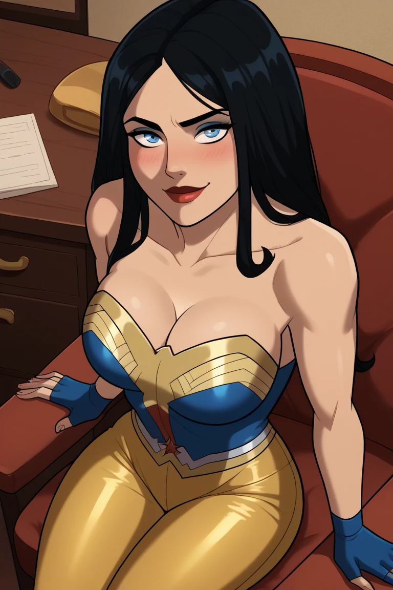 Fortnite style , realistic Wonder woman Make a hand job
