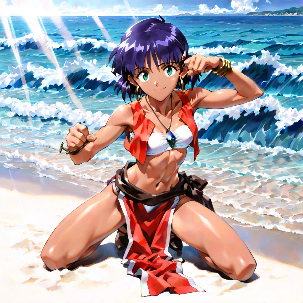 mejor calidad, fondo detallado, Asuka Langleyen bikini, huesos visibles, costillas, visibles, very small cibture,  brazos delgados, muslos delgados, caderas angostas, Asuka Langley anorexica, cuerpo muy delgado, cara bonita, alta calidad, estilo evangelion.