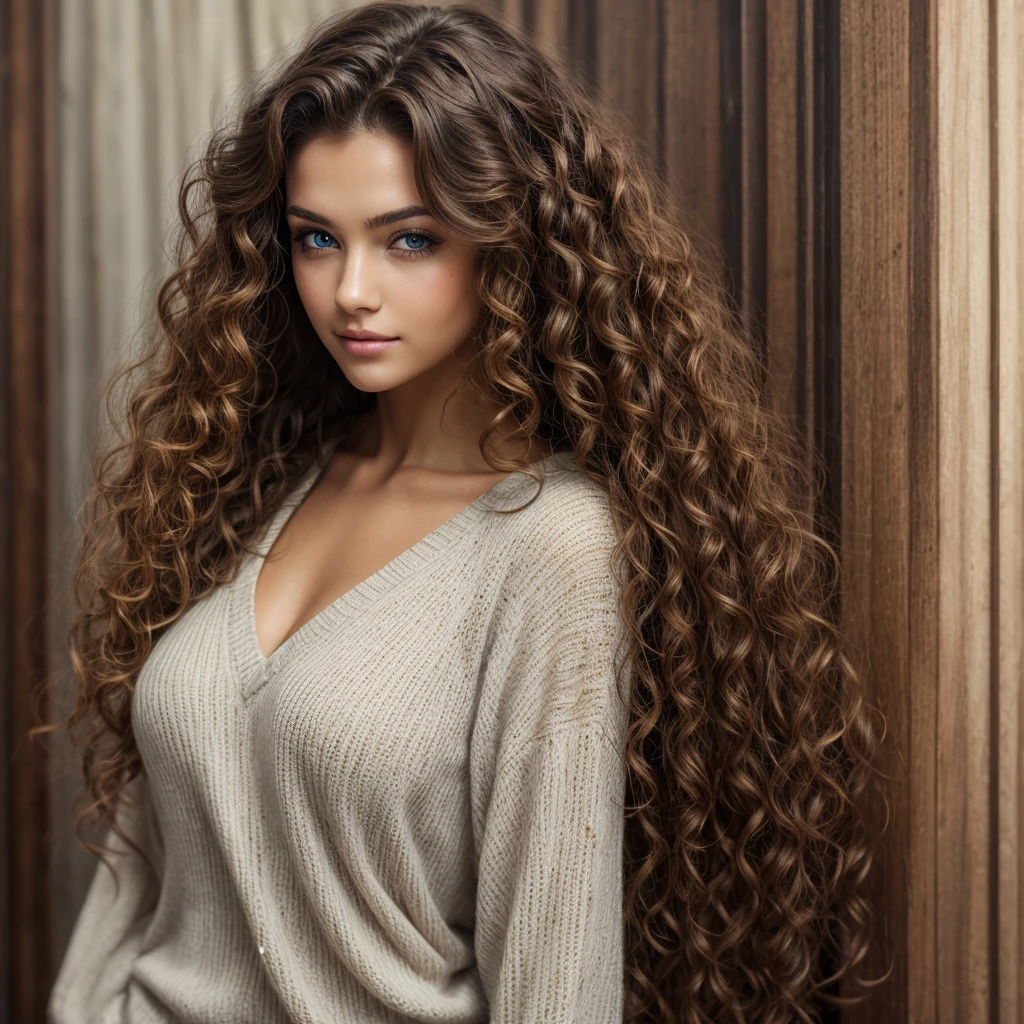 Beautiful model with curly hair
