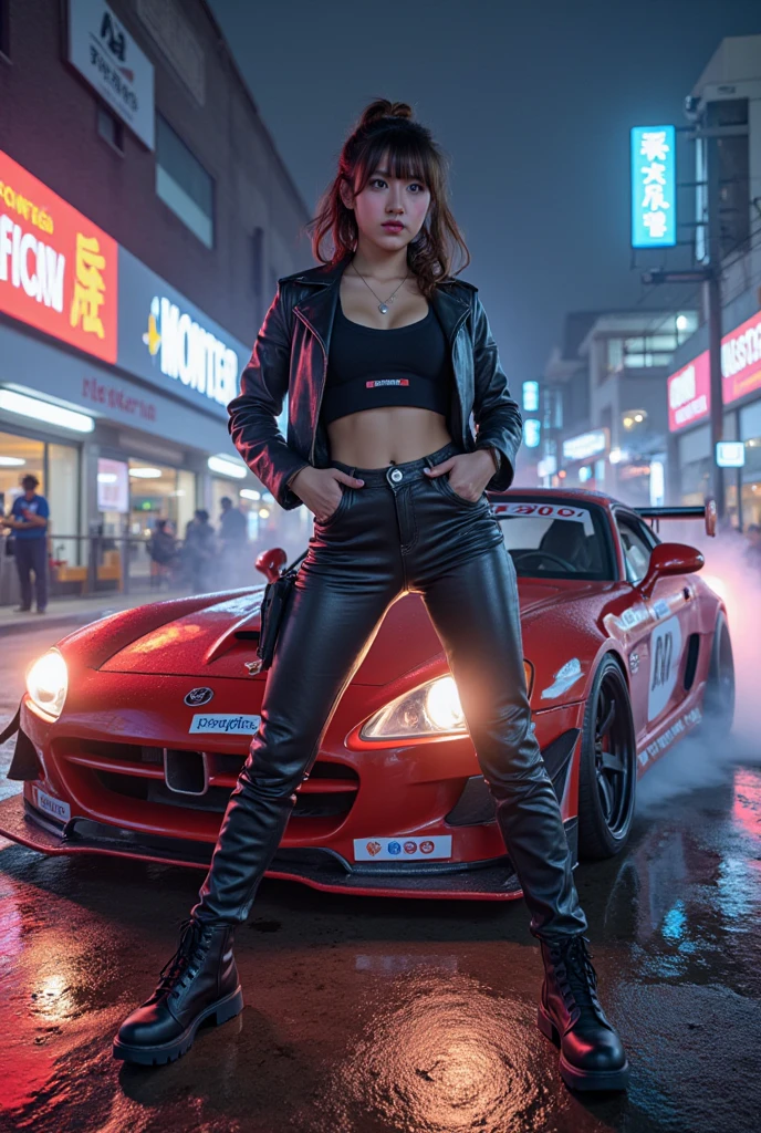 CG K ultrarrealista ,((de primera calidad、8k、32K、Obra maestra、nffsw:1.3)), (superfine illustration)、(super high resolution), (((cuerpo adulto))), (((1 chica en))), ((( bob de pelo corto ))), 25 year old cyberpunk gladiator with perfect body, Hombreras con espinas de metal., Gladiadores in Brooklyn, (( bob de pelo corto )), Camiseta del equipo de rugby rota, Casi desnudo al estilo urbano salvaje de Simon Bisley, pelo rubio corto, ropa minima, Metallic protection on the left arm with complex graphics..., Rojo oscuro con estrellas blancas y rayas azules y blancas.,(( dynamic action pose:1.5)), armadura, Lleno de puntas y remaches., Tatuaje de veneno (((Imagen desde la rodilla hacia arriba))), pelo rubio blanco corto, En el fondo、 There is a wall with an intricate design painted by Shepard Fairey...