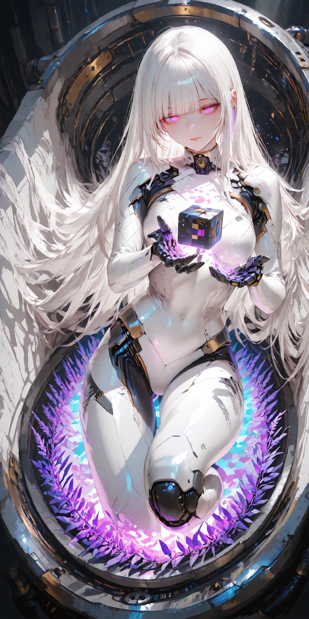 1girl, solo, a anime woman with white hair and black clothes, ((white background)), (yoga), yoga master, Dhalsim, floating magic, sitting on the air pose, meditating, meditation pose, lotus pose, (white ponytail), ((black hooded jacket)), (tanned skin), Japanese girl, Japanese JK, degenerate personality, teenage, female anime, (white eyeballs), (purple vertical eye pupils), (light purple pupils), (tanned), fair skin, smooth skin, big breasts, dropped hood, text 'R03' on chest, white snake around body, ((tiny purple devil wings on her back)), ((purple bat wings)), tied silver hairs, middle length hair, hidden body, clothes over all upper body, ((black down jacket)), black sweater, black tight shorts, black running shorts, hidden boob, covered breasts, hide all belly parts, see through black tights, ((black fishnet tights)), sitting facing in lotus pose meditating, with her eyes open looking at the viewer, floating above the ground, photorealistic, (buddha), large perky breasts, toned, dark skin, (no shoes), black clothes and silver white hairs, gothic style, absurdres,detailed eyes, glowing eyes, light purple eyes,((slit pupil)), beautiful, masterpiece, best quality, extremely detailed face, perfect lighting, extremely detailed, volumetric lighting, realistic, realistic lighting, 8k, cinematic lighting, depth of field, perfect, hyper-detailed, photorealistic, ultra realistic, realistic light, hard lighting, intricate details, stop motion, tonemapping, sharp focus, hyper detailed, a woman in lotus pose floating above the ground, (((fishnet stockings)))),((silver white ponytail)), (hand lay on thigh), (((opened hands))), beautiful hands, ((beautiful face)), (dark purple wings), ((look at POV)), (white eyeballs), (purple vertical eye pupils), (light purple pupils), (tanned), (( with her eyes open looking at the viewer))