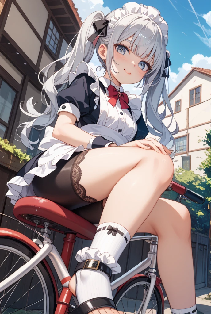 realistically, longhair, silver hair, brown eyes, glowing eyes, white short skirt, Blush, daytime, Wet from the rain, see through, sleeveless shirt, nipples, Spread your legs, pussy, crotch, sexy smile, Sit with your knees raised., windy, elaina, riding the bloom, the skirt is turned up, masterpiece, highest quality, very High resolution, (detailed and beautiful eyes), highly detailed face, perfect lighting, Very detailed CG, (perfect hands, perfect anatomy), hand pulled up, witch