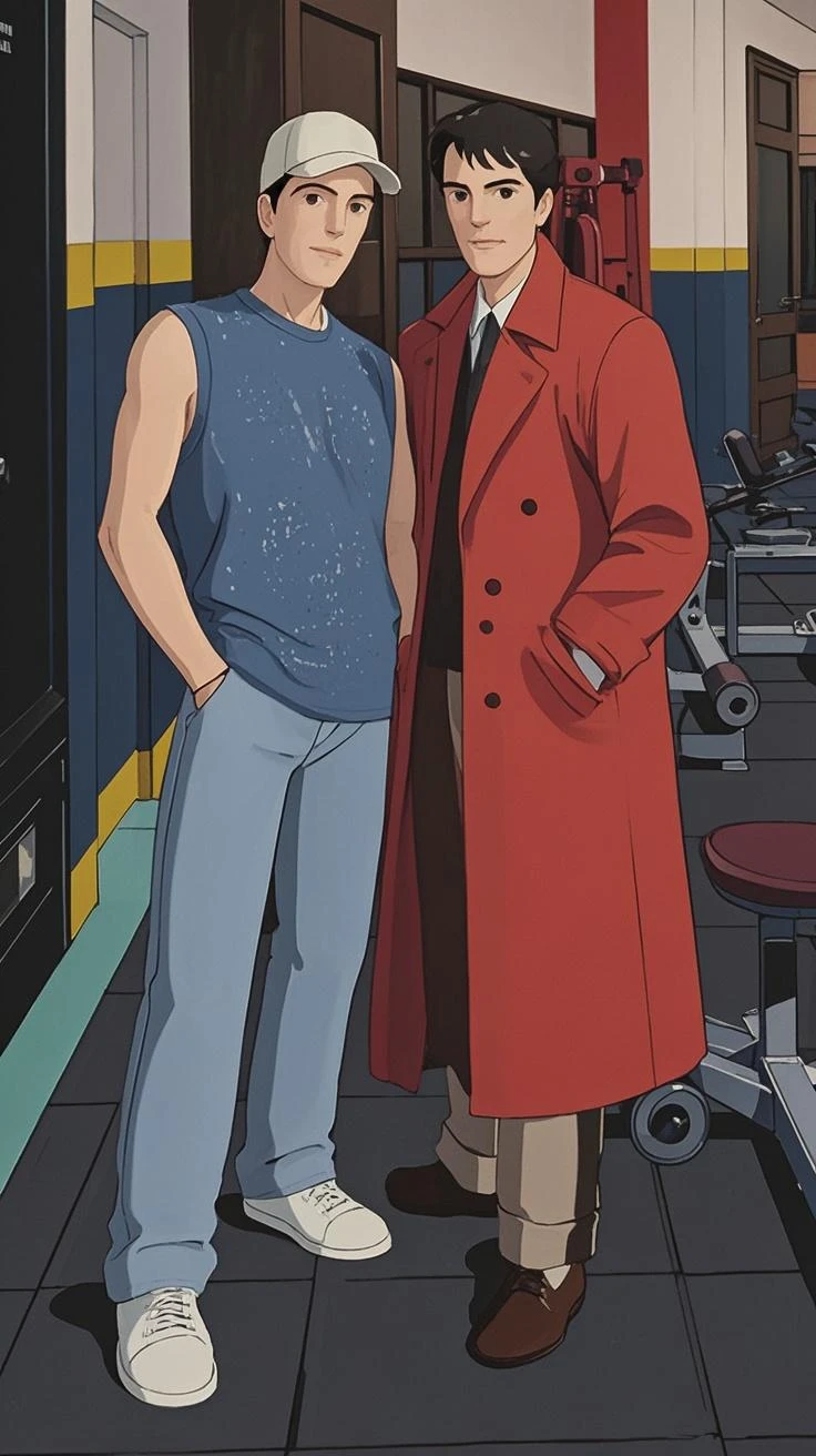 A cool man, standing, bare body, no clothes, pant