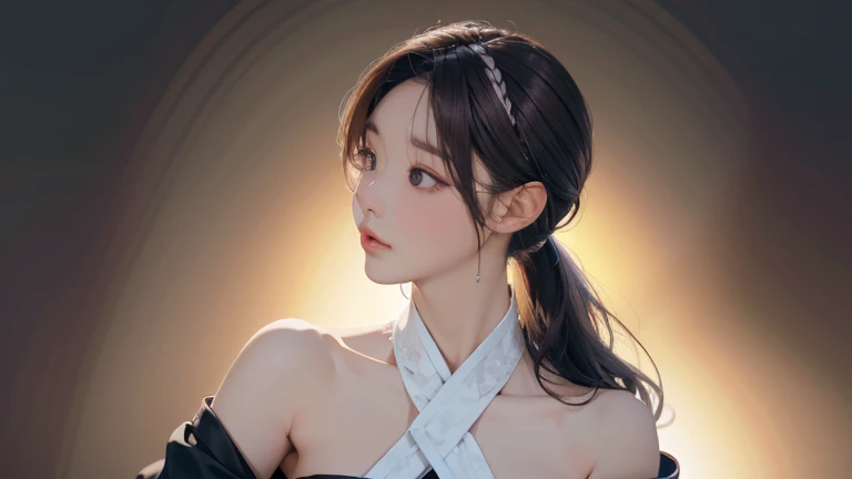(logo, masterpiece, 8K, Tabletop, RAW Photos, wonderful, 最high quality, Photorealistic and very detailed CG composite 8k wallpaper, high quality, Very detailed, Narrative poem, Particle Effects, Dynamic Effects, Depth of the Boundary, What is written i, Cinematic Light, Lens flare, Ray Tracing), Beautiful young woman, Pensive expression,、A charming、and an inviting look, cute santa clothes, Hair tied back, Cinematic background, Light skin tone