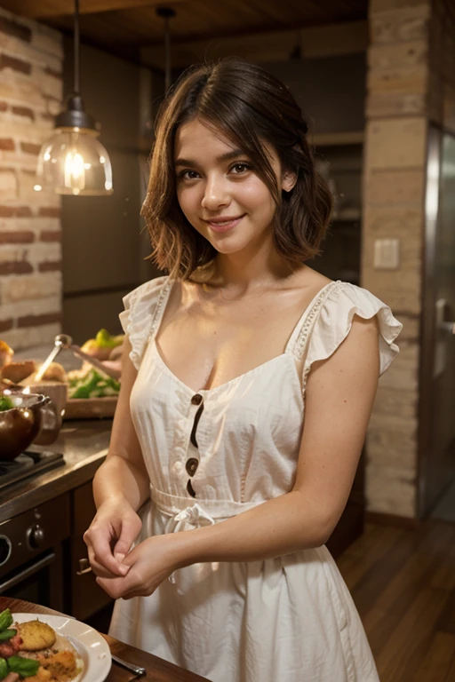 In the environment of a photo studio with the highest image quality (4K, 8K resolution, art: 1.2), a stunning woman with side bangs and a delicate braid, Smiling and dressed in a comfortable outfit, she projects a relaxed atmosphere and cozy, it rests gracefully on a pier.
This ultra-detailed portrait is perfect for art lovers, with a realistic, almost photorealistic approach (photorealistic: 1.37), which highlights every detail, from the nuances of facial expressions to the textures of the pajama fabric. Meticulously designed studio lighting accentuates the vibrancy of colors and creates an HDR and Ultra-HD effect, making each element visually captivating.
The bright tones and the application of the Bokeh effect add an artistic dimension, elegantly blurring the background and directing the eye towards the smiling woman. The narrative context expands when mentioning her relationship with a restaurant, perhaps suggesting an involvement with the culinary universe. Furthermore, by including the reference to biological parents, the image acquires deeper emotional layers, connecting to the model's personal life.
This masterpiece is not just a photograph, but a high-quality, ultra-detailed artistic expression, ideal for an 8K HDR wallpaper. With brilliant lighting, sharp focus, and intricate detail, this image provides an extraordinary visual experience.