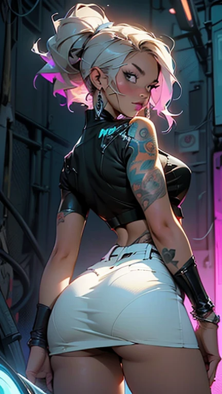 arafed woman with blue hair and piercings posing in a dark alley, portrait of jinx from arcane, jinx from arcane, jinx from league of legends, cyberpunk angry gorgeous goddess, 3 d render character art 8 k, hyper-realistic cyberpunk style, cyberpunk art ultrarealistic 8k, cyberpunk 2 0 y. o model girl, arcane jinx, blue hair, sexy, NSFW, cum, bent over, ass, sideview, night