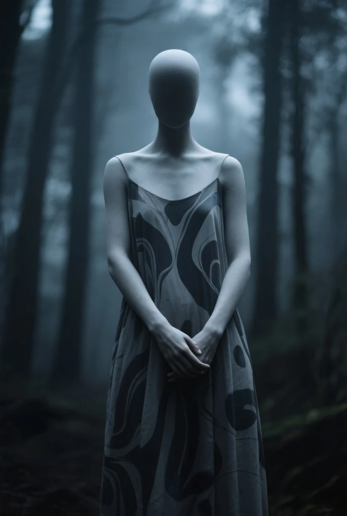 Half body shot of a pale white skin naked woman with black metal make-up in a dark forest, forest at night, horror movie, ultra detailed, photorealistic, masterpiece.