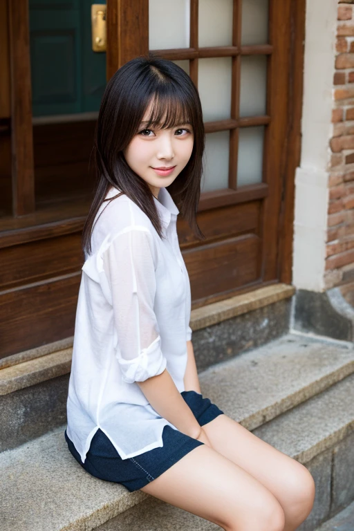 High resolution、high resolution、In 8K、Real Live Action、RAW Photos、Highest quality、masterpiece、Tabletop、erotic、student、squat、Unbutton your shirt、Embroidered bra、Nipples、White skin,knees,Embroidered panties、Panty Focus、Absurd,Small Face、Nipples、Len,Beautiful poop,whole body、very nice、JK ,Roll up your skirt、high school girl,Japanese women,(Photorealistic:1.37)、Photon Mapping,Realistic、Cute Face、prospect、Depth of field rally background、picture,Beautiful feet,(Pleated skirt), kneesが見える、 Black hair twin tails