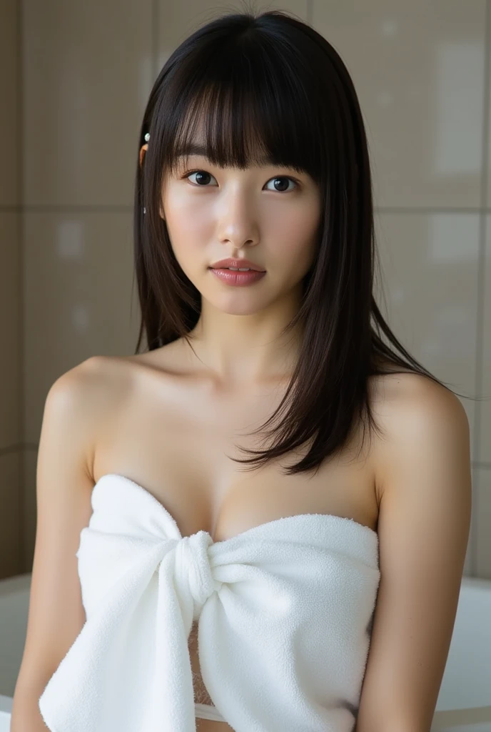 (Highest quality, 8k, 32K, masterpiece), (Realistic), (Realistic:1.2), (High resolution), Very detailed, Very beautiful face and eyes, One Girl, Delicate body, (Highest quality, Attention to detail, Rich skin detail), (Highest quality, 8k), Very detailed, (Realistic, Realistic:1.37), Bright colors, (((Completely naked:1.6))), (((bath))), ((((hot spring)))), (((Look straight ahead))),(((Small breasts))),(((Head to knee portrait image))),(((((whole body)))))
