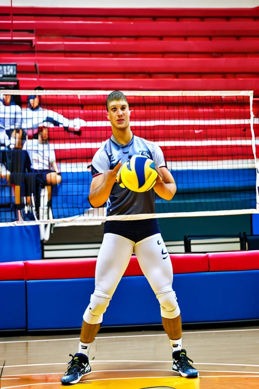 A 16 year old boy smashing on volleyball and his back number is 05 and his name is rishav