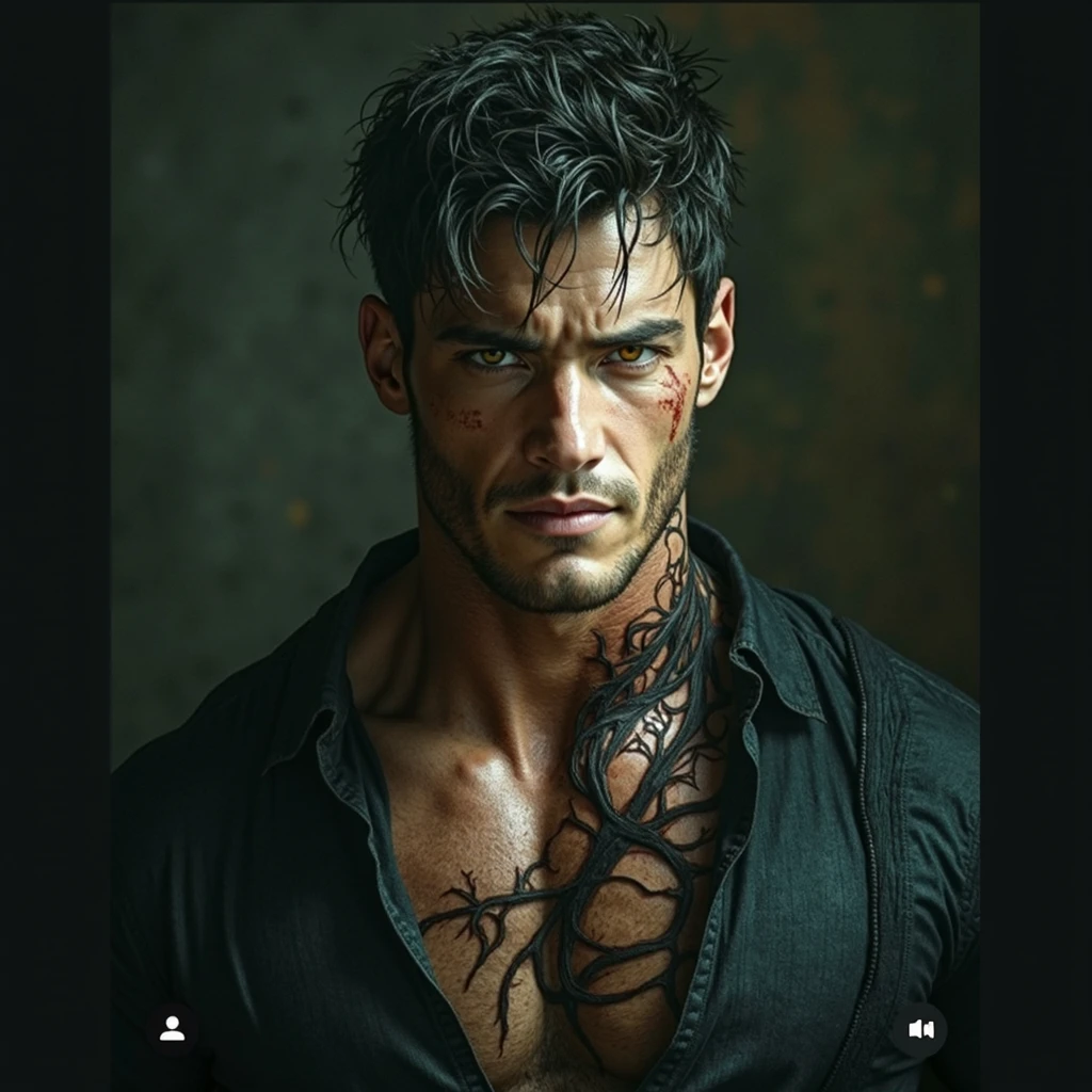 Male Mermaid Chest Tattoo Design