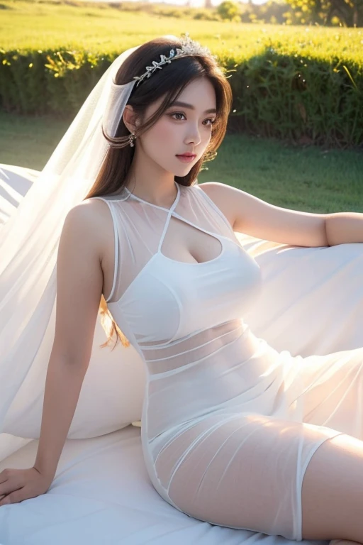 An Idol k-pop girl, Cute girl, Sexy girl, White braided hair, intricate face details, Detailed face, golden-ratio face, big breast, big assa, big cuvy hips, Big thighs, full bodyesbian, 64k, hyper HD, hdr, High quality, high detal, ultra - detailed, Extremely detailed, photograph realistic, Ultra photo realsisim, artistic photograph, clarify the details, detailed parts body, masterpiece of intricate artwork, trending on artstationh, Sexy face, s face, Erotic face, see through clothes, Salivation