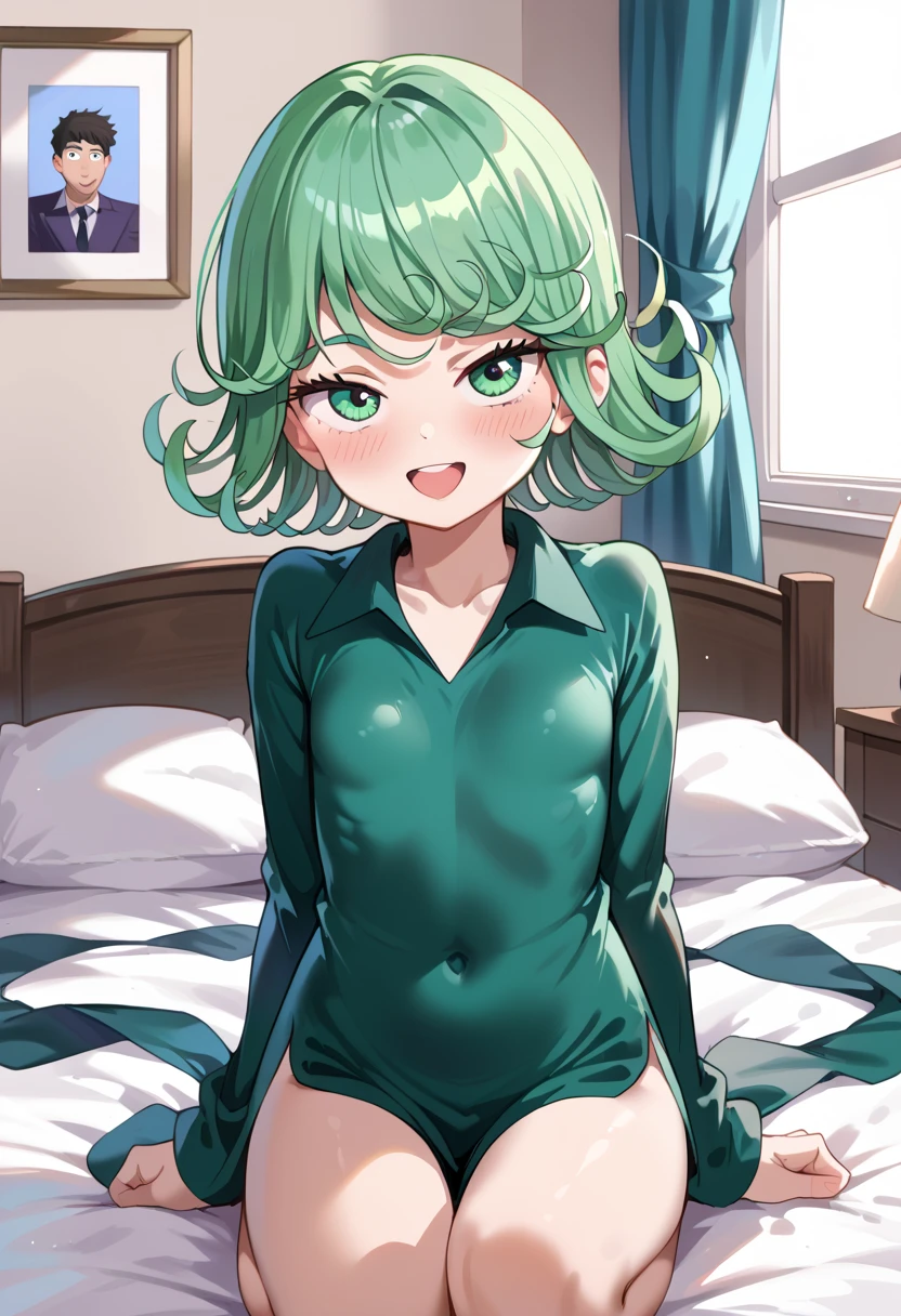 ((highest quality)), ((masterpiece)), (be familiar with), Perfect Face, indoor, Bedroom, Watching the audience,
One woman, Tatsumaki,
Open Mouth, Ecstatic expression, blush, smile,
Small breasts, Flat Chest, Young Girl, , , Girl,
Short Hair, short hair,
Fully nude, Nipples exposed, Sex with a man with a big dick, 膣内ejaculation, Semen is taken, Insert a into your, Sex in missionary position, , Leg spread,
