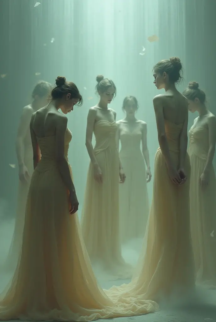 Create a image of nude women walking over the sea 