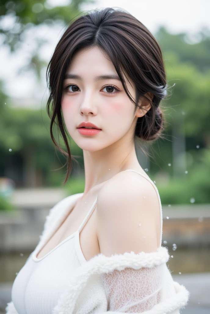 (8k, RAW Photo, Best Quality, Masterpiece:1.2), table top, Ultra Detail, Super Resolution, (Realistic, Realistic Photo:1.37), Portrait, High Detail RAW Color Photo, Professional Photo, Extremely Detailed and Beautiful, Extremely detailed, 8k wallpaper, amazing and detailed, huge file size, official art, highly detailed CG unity 8k wallpaper, highly detailed beautiful girl, highly detailed face, highly detailed eyes, highly detailed skin, highly detailed fingers, highly detailed nose, very detailed detailed mouth , perfect anatomy, highly detailed background, highly detailed clothes, 1girl, ,cute girl, realistic body, fair skin, glowing skin , slim body, handsome body, black hair , short hair, (blunt bangs:1.2), smile, cute, youthful, cute face, realistic face, delicate eyes, drooping eyes, looking at viewer, facing front, standing posture, Contraposto, dynamic lighting, ((face closeup)), (medium chest), (Perfect Body Proportions), (slender Body Proportions), (bedroom), super sexy pose, ((neat dress)),
