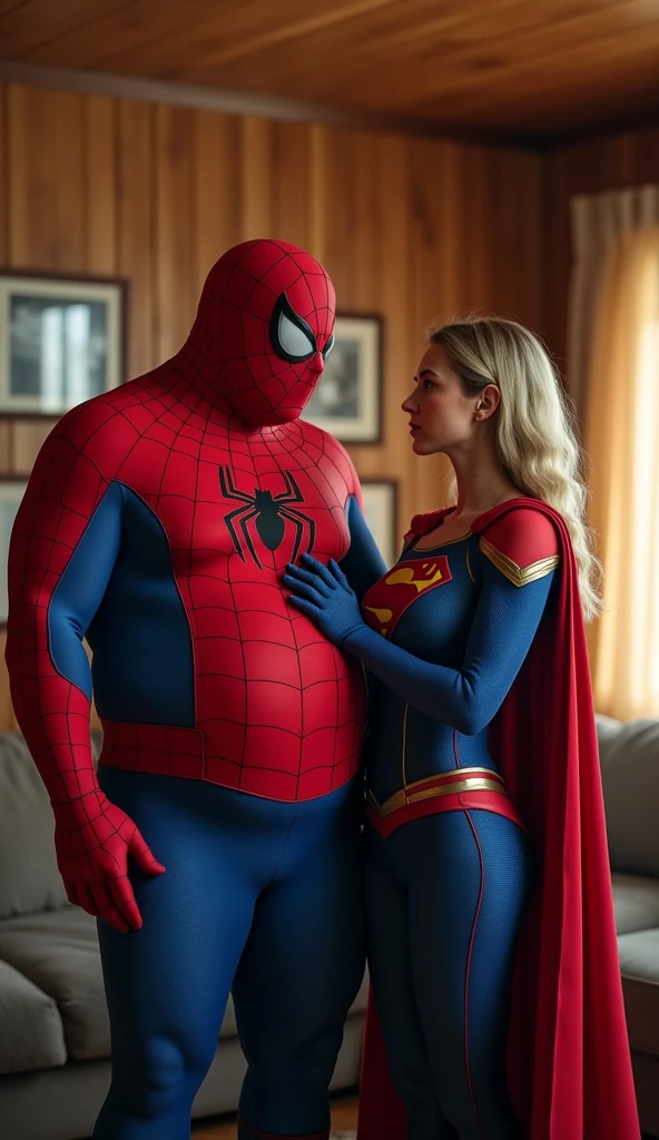 Felicia Hardy is showing her vagina to Spiderman and asking him to lick her vagina, he is inserting his fingers in her vagina under her skirt, he is fingering her, she is in ecstasy, 
