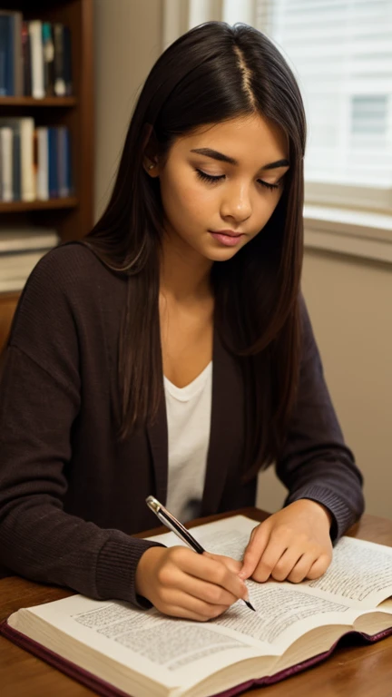 A girl writing in the romantic style