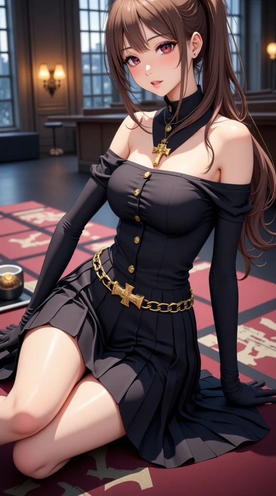Female, standing, straight, 1girl, elf, green wavy hair, from above, medium breasts, suspended by arms, head down, POV, from the side, (dirty, bruise:1.2), cave floor, tiedup, rope, (Masterpiece), full body of a female, big breast, detailed face, full portrait, standing straight, shackles on arms and legs, black chocker on neck, SFW, WHITE TOGA, golden chains hands, golden chains legs, lascivous face, embarrassed, red cheeks, braid black hair, looking at viewer, handcuffs on their hands, with a collar around the neck, slave, ((black choker, shackles on legs and arms)) ((hands hidding behind body))