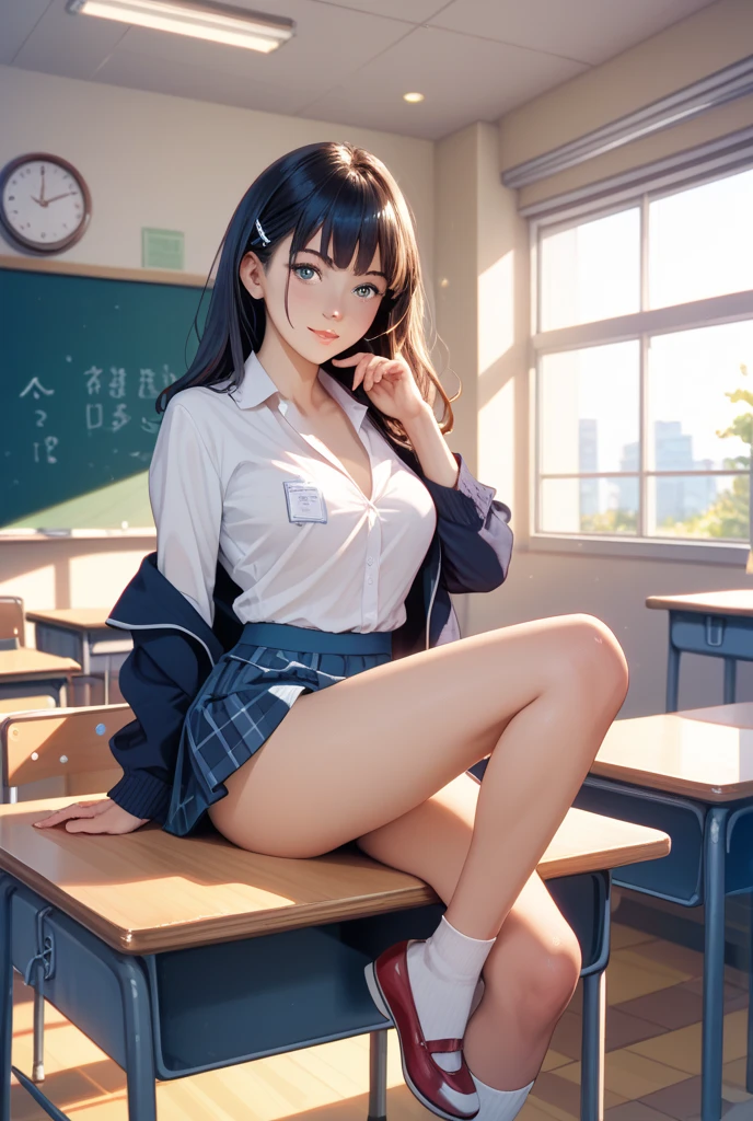 ((masterpiece, Highest quality)), ((Detailed CG integrated 8K people)), School classroom,School uniforms, Girl on the way to change into a swimsuit, head to feet,