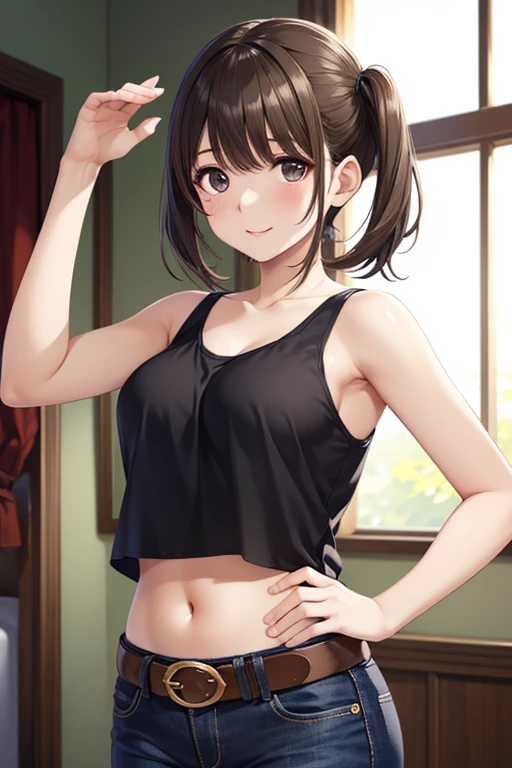 score_9, score_8_up, score_7_up, score_6_up, score_5_up, score_4_up, source_anime, tag1, tag 2, 最High Quality, High Quality, details, high resolution, 8k, 超high resolution, Soft Saturation, professional quality, perfect contrast, perfect fit, anatomically accurate, perfect face, perfect face, perfect hair, Perfect eye alignment, Perfect Body, perfect breasts, perfect arms, perfect skin, clear face, hyperbreasted , small breasts, wide hips, huge butts, sensual woman, embarrassing, , OK, bedroom eyes, shy blake Dutch angle, 前かがみ, black tank top, micro short in jeans, belt, street
、
,((( masterpiece, 最High Quality, high resolution, 超 high resolution, Pixel Perfect , description boundary, 4K, RTTX10.0))),
、Anegasaki Nene, shiny brown hair, beautiful brown eyes, smiling face, sparkling pupils, (fine grain), , highly detailed face,, (masterpiece:1.2, best quality), ((only1 girl)), ((cowboyshot:1.5))