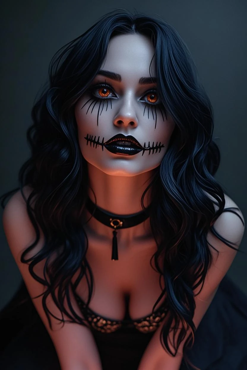 Sexy seductive death, undead head, seductive pose