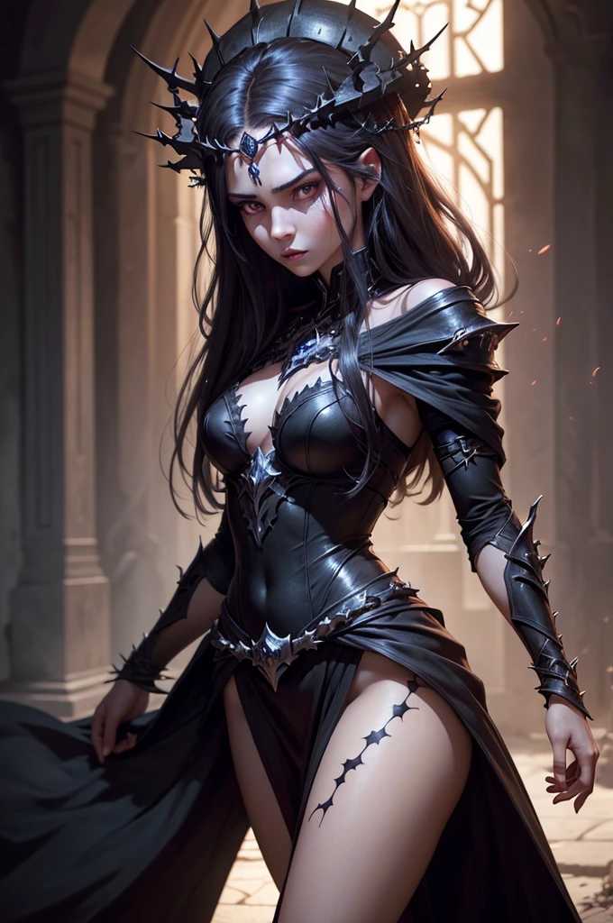 [Detailed illustrations, art based on extremely ideal anatomy, Very detailed and detailed drawing, slow and delicate lines, realistic texture expression],((Color tressed main line)),(Artwork with outstanding craftsmanship),(Ruins background),MACHINEAlice HENTAI ANIME Beauty (Tall (Tall))  Smooth straight hair (long transparent hair) automaton,Black Dress Black Rose ((Lace pattern) (thorn)) (Alien Armor Chain (Transparent material)) (Cybernetic Gothic Lolita (Tita Alloy)),(((Bondage:0.4)))),((Fine and beautiful skin expression (Transparency))),((Clear gaze)),((Perfect eye details (nicely drawn eyes)))),(Beautiful perfect face ( Realistic facial details)),((Beautiful hair details)),(perfectly proportions)),(Design built to a high level,(((Advanced structural understanding of materials)),Ideal color coordination),((artistic décor))) ((Dense details)),(detail,High definition)),[(ultra-precise detail),(((Many-Layer Textures)), high high quality,high resolution],((Accurate simulation of light-material interaction, Understanding Airflow, mechanically correct representation)),(((Visual art with a sense of narrative)).