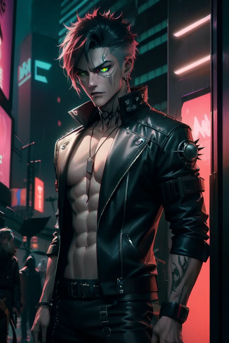Cyberpunk, horror, anime hot male,dragon