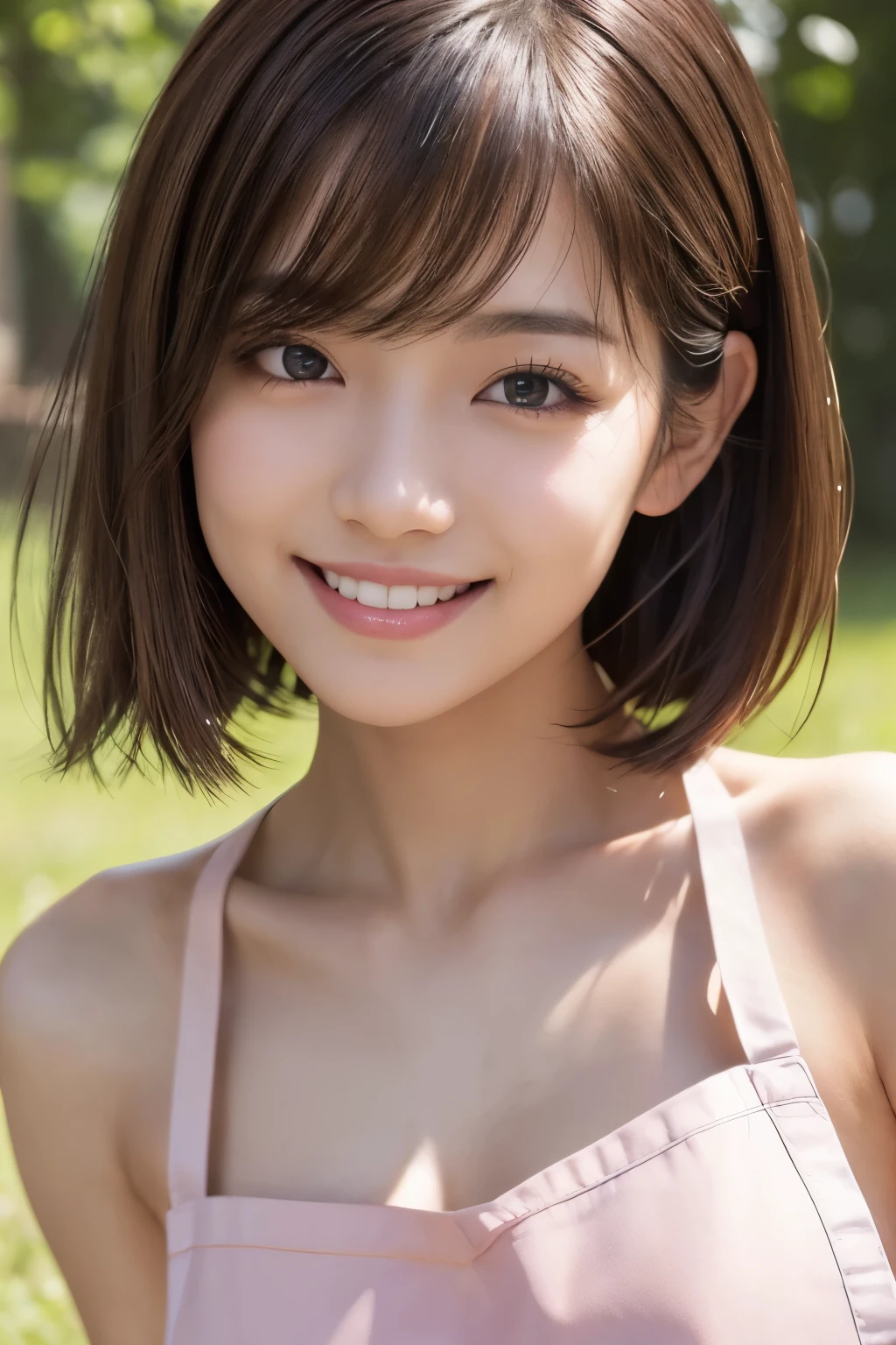 (highest quality,8K quality,masterpiece:1.3,),(Super high resolution:1.3,Photoreal:1.4,Raw photo:1.2),(super detailed:1.2,shiny skin,fine skin:1.1),(detailed face,perfect anatomy,caustics:1.2),(naked),on the lawn,sleep on your back,overhead view,,1 girl,cute,Japanese,22 years old,japanese id,natural brown hair,Curl short hair outward,cute目,natural makeup,laughter,look at the camera,up on the face,face focus,professional lighting,natural soft light,