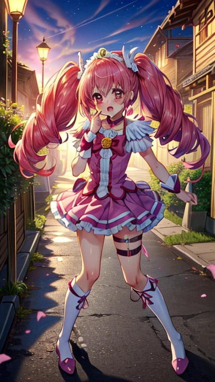Masterpiece、最high quality、high quality、High definition、High resolution、High detail、Lens flare、Ray Tracing、high qualityのテクスチャー、high qualityの影、Beautiful details、Detailed explanation、Detailed texture、Realistic facial expression、Realistic and colorful、Slender、Cinematic Light、Side light、Sharp Focus、(1 Girl:1.3)、(Intricate details、Makeup、Pure Eros Face_v1:0.5)、(Details Beautiful delicate face、Detailed beautiful delicate eyes、Perfect Facial Proportions、Detailed skin、Charm)、Fancy Twin Tails、Beautiful bangs、(Pink and red gradient hair color）、slender、(Large upward-facing breasts)、(Detailed crotch、V-Cut、High Leg、Thong)、Thighs、Dress shirt、Removing the Sleeve、boots、Provocative attitude、Release your knees、Leg spread、Raise your arms、Low-angle composition、(Take a deep breath、Work on this image step by step)