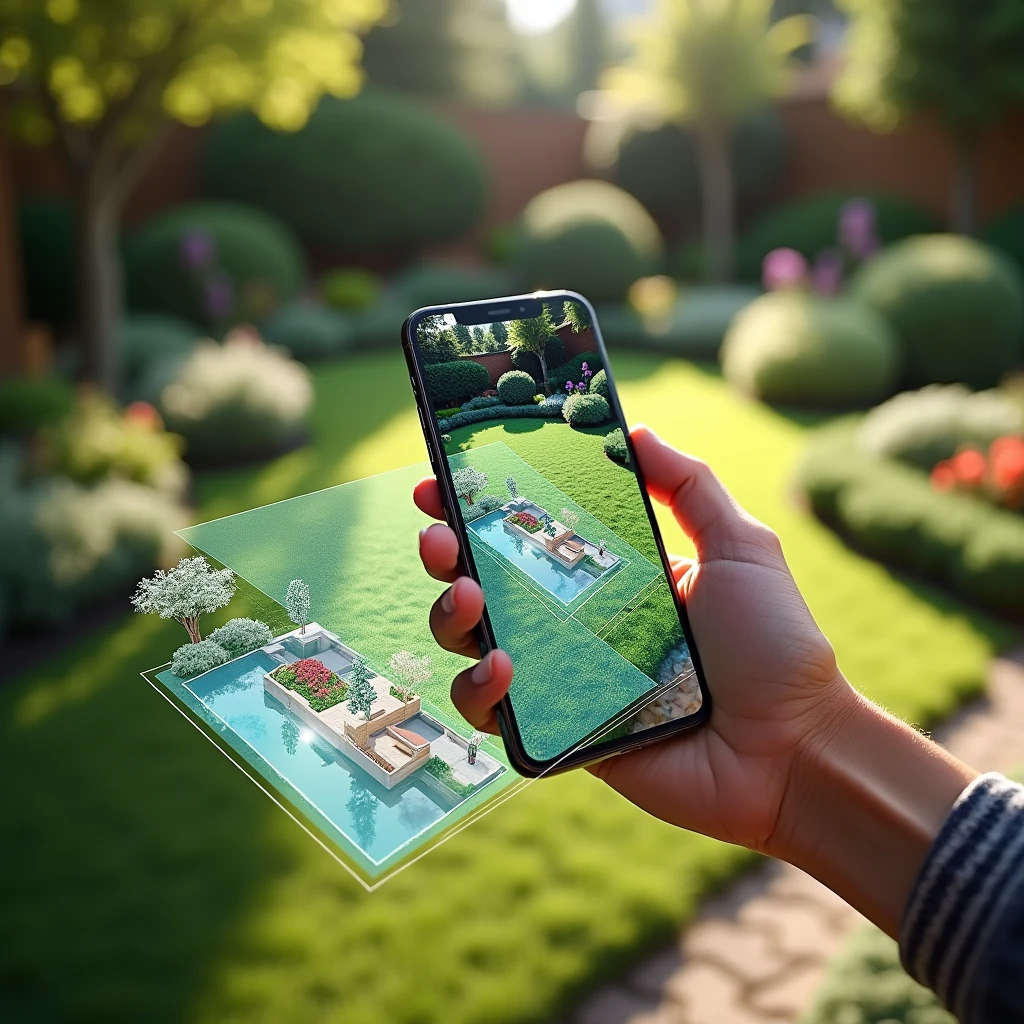 The mother is holding a mobile phone tracking maps of the child’s location in the garden, and the is wearing a small tracking bracelet