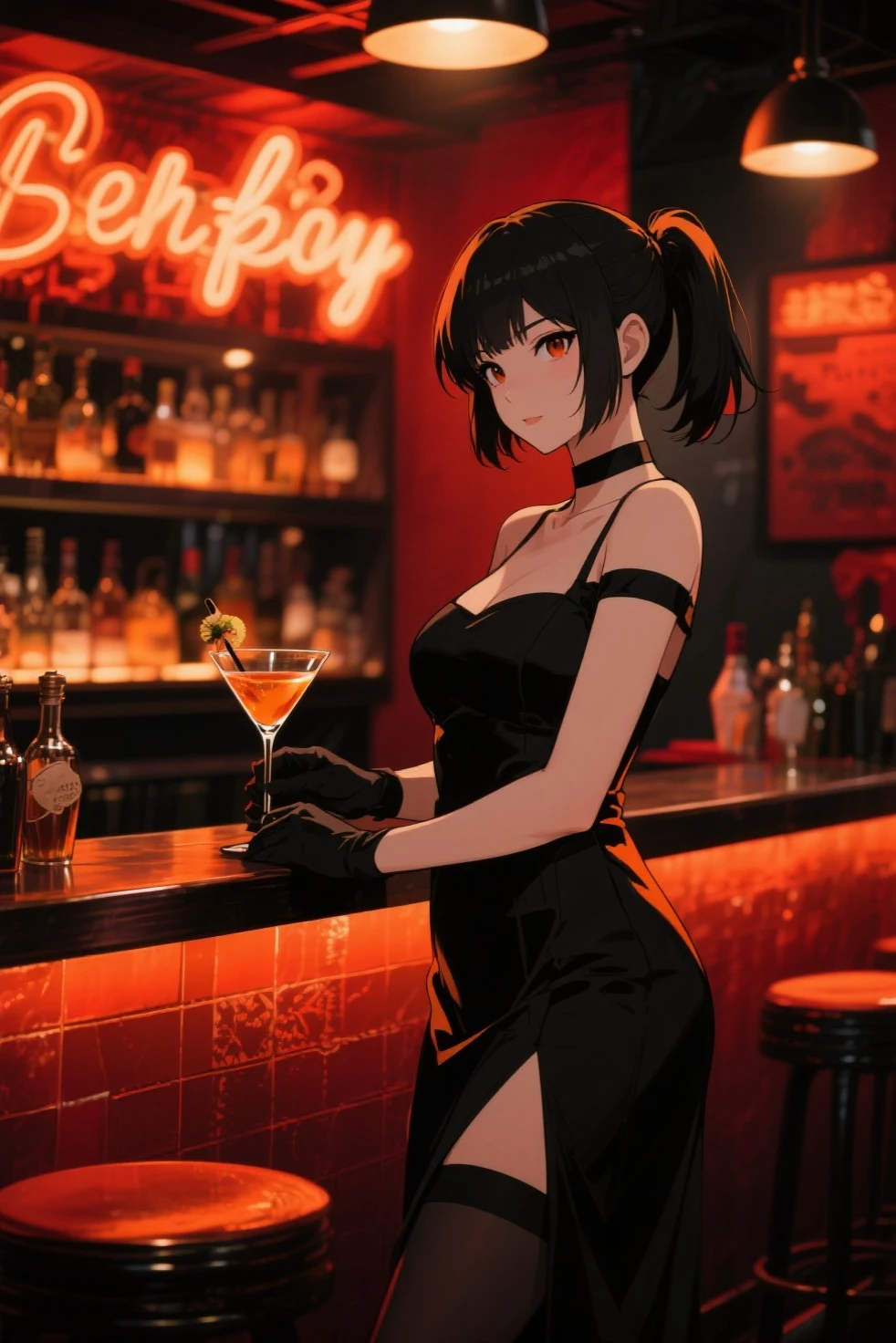 1 girl, sexy, ( short black pixie style hair ), dark skin with bikini lines, sweaty body, dressed in a blazer and mini skirt , dancing sensually in a bar , high qualiy, showing the ass, ultra detaild