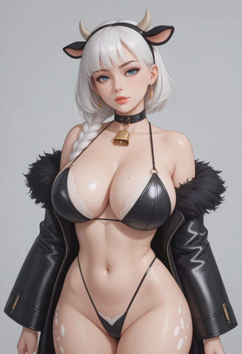 She's a polar bear beastman, so she doesn't wear any clothes.、She has white skin and is very beautiful、She doesn't wear underwear、Smooth pubic area without hair、opening legs、