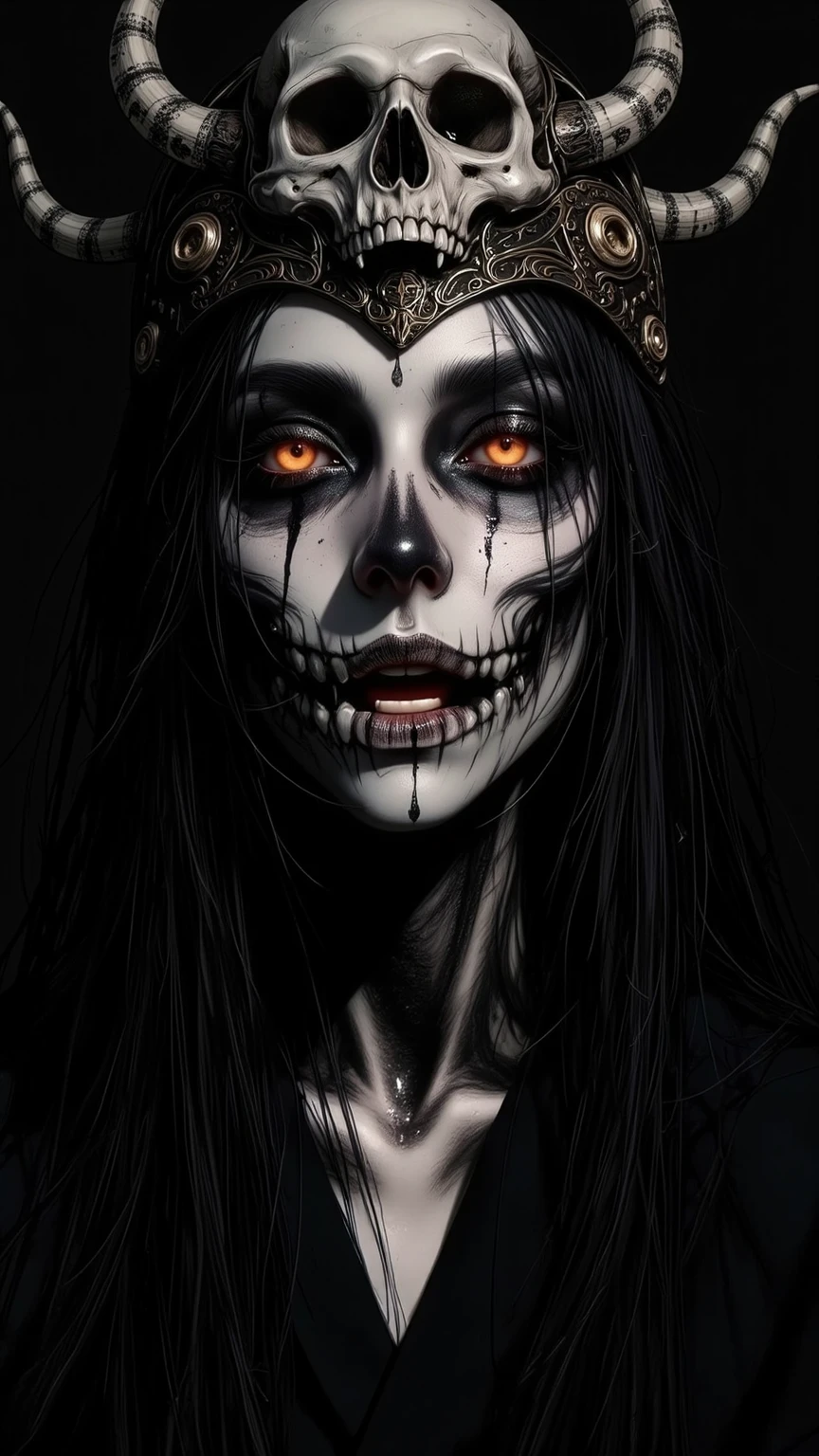 Sexy seductive death, undead head, seductive pose