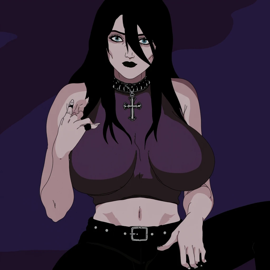 Elvira, masterpiece quality, (masterpiece quality:1.3), detailed, realistic, (realistic:1.3), black hair, beehive haircut, in a castle keep, pipe organ in background, wearing black dress, small breasts, (small breasts:1.5), thin body, lots of cleavage,