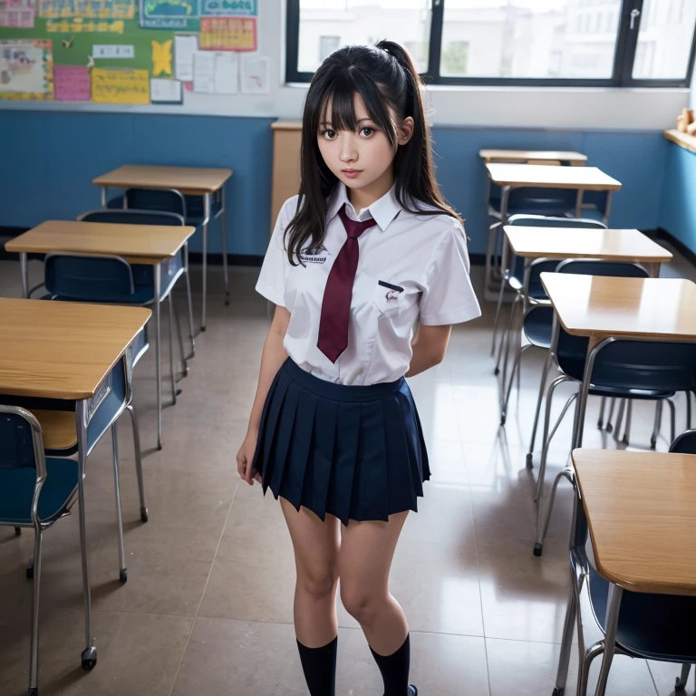 Unreal world、ultra high definition photo、accurate depiction of the human body、Schools that train sex slaves、uniform、classroom、Full body Esbian、young girl、"Photographed alone"、Very accurate super young cute girl、very very young face、Erotic expression、lift up skirt