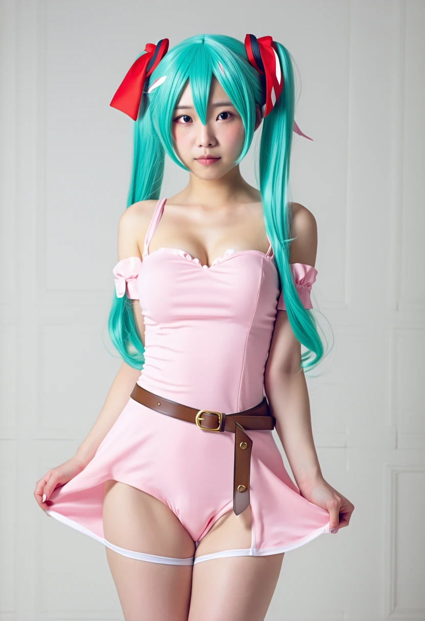 One Girl, Age 35, alone, ((long dark green hair 1.4)), ((Sweaty 1.5)),((Shiny skin 1.4))，((Thighs)),  Brown eyes, ((Pink miniskirt maid outfit 1.5))，((Knee-high socks 1.4)),whole body, bangs, Realistic,((Small Breasts 1.2)),  4K, Highest quality, Slender beauty, Extremely clear images, 8k, Beautiful pose, Photo session、((Cute pink maid outfit))、smile、Straight hair,((Night Pool Background))