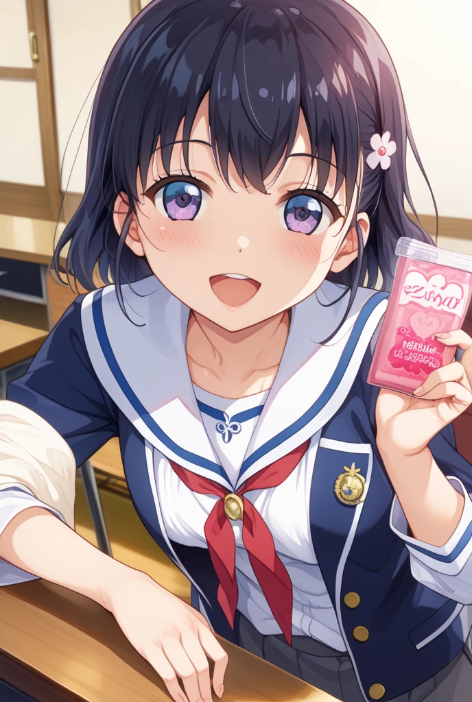 2 girls, by 2 person, Girl&#39;s brown eyes, black hair, medium long hair, Inward roll、(Navy blue sailor suit:1.4),indoors, Cafe、very big breasts、publish one&#39;chest of、Naked things&#39;chest of、blush、embarrassing、scary face、I&#39;m worried、confused face、a large amount of breast milk comes out of the nipples,、Breast milk gushes from the nipple、very short skirt、micro mini skirt、female shape&#39;Private parts are clearly visible、vibrator in thighhighs、The crotch is wet with love juice、Looks painful、Full body portrait
