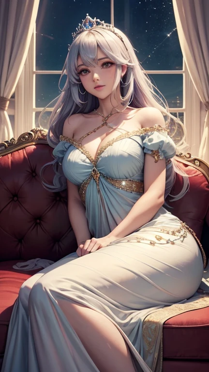(mysterious fantasy), a girl with enchanting aura, wearing a flowing white sling dress, casually sitting on a plush sofa, holding a crisp red apple in her hand, lost in thought,
(automatically), her deep-set emerald eyes gaze into the distance, her raven curls cascading down her shoulders, a mysterious smile playing on her lips, surrounded by an aura of mystery,
(imagine), as sunlight streams in through the window, illuminating her ethereal figure and casting a warm glow upon her, the apple in her hand seems to glow with an inner light,
(s2), the enchanting scene unfolds before us, a capt