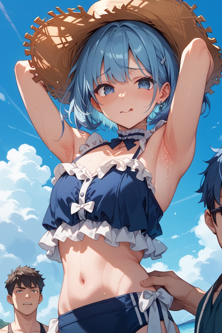 smile Nudist wiping cutely, hatunemiku、Torn clothes are scattered around、Unstable buoyancy sandstorm、amazing dynamism、great angle、Sun visor