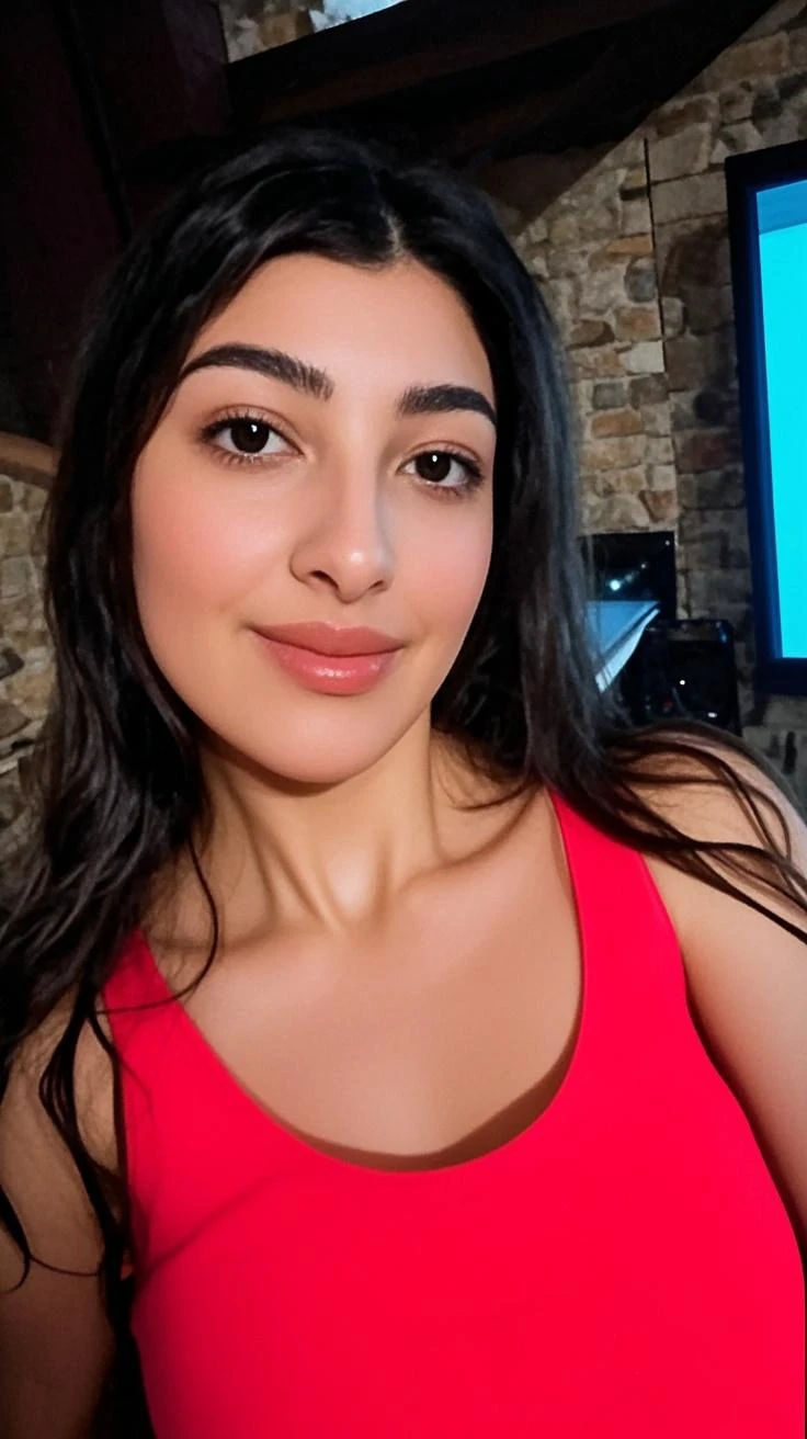 "photorealistic,gorgeous, selfie avec un décolleter , dans un beau restaurant , pretty face, maroon girl, 20 yo, black hair, arabic girl, fit, beautiful, uhd, hyper realistic, real girl, realistic skin, realistic face, high detailed face, sharp jawline, maroon eyes, beautiful eyes, hair , smooth skin, shiny but hot, smiling, egirl, perfect natural skin and face"